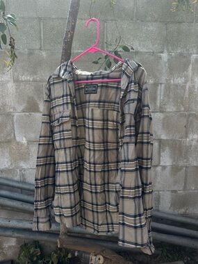 Plaid Hooded Shirt Jacket in Light Brown by Billabong